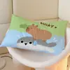 Funda de almohada cepillada de dibujos animados de capibara, individual, para estudiantes, neutral, de dormitorio, 48x74 cm, estampado infantil