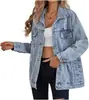 Jaqueta Jeans Oversized Feminina Nova TEMU Amazon Jaqueta Jeans Antiga Rasgada com Buracos Casaco