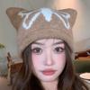 Diseño de Nicho Sentido Callejero Mariposa Tejida Gorro para Mujer Otoño e Invierno Dulce Orejas de Gato Lana Gorro Cálido Protección para Orejas