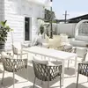 Mesa y silla de exterior nórdicas, modelo comercial de silla de ratán para calle, casa, villa, exterior, exterior, combinación, patio, cuerda, balcón, mesa y silla