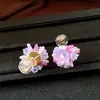 Aretes de Flor con Cuentas de Vidrio Dopamina para Mujer Sin Perforaciones, Exquisitos y Versátiles Ear Cuffs, Pendientes de Lujo Ligero y de Alta Gama para Mujer