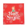 Servilletas Impresas de Año Nuevo Personalizadas Exportación Transfronteriza Decoración Festiva Servilletas de Mesa Servilletas Rojas de Doble Capa Servilletas Cuadradas