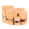 Bolsa de papel kraft con ventana bolsa con cierre hermético regalo semillas de melón empaque de productos secos Bolsa autosoportante con cierre hermético para té Flor de té en stock