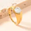 Anillo de acero inoxidable europeo y americano para fundición de joyería hexagonal con incrustaciones de diamante unisex moda personalidad anillo de acero de titanio