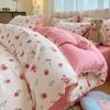 Conjunto de Cama de Algodão Puro Desenho Animado Quatro Peças 100% Algodão Doméstico Dormitório Estudantil Capa de Edredom Lençol Jogo de Cama Três Peças