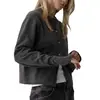 Nuevo cárdigan de punto versátil 100% lana para otoño e invierno para mujer, cuello redondo, mangas largas, elegante, adelgazante y estiloso para usar en capas.