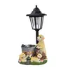 Maceta Dorada Creativa de Golden Retriever Transfronteriza Adornos de Resina Decoración de Jardín Patio Jardinería de Mascotas Paisajismo Exterior Luces Solares