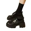 Mocasines de suela gruesa para mujer, nuevo modelo otoño 2026, zapatos para mujer que aumentan la altura, estilo británico, suela suave, cómodos para los pies, zapatos pequeños de cuero con punta redonda