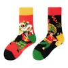Calcetines originales de moda infantil AB color asimétrico dibujos animados longitud media otoño e invierno caramelos lindos calcetines de algodón para niños y niñas