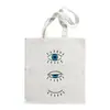 Bolso de Lona Estampado Ojo Turco Azul Bolso de Hombro Bolso Plegable Bolso Tote Bolso de Compras Comercio Exterior