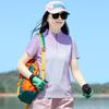 Camiseta Deportiva de Manga Corta para Mujer Verano Seda de Hielo Transpirable de Secado Rápido Ciclismo Estampada Cuello Alto Elástica de Secado Rápido