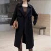 Nueva colección ZLS: gabardina de mujer hasta la rodilla, colección primavera/otoño 2025, diseño elegante, doble botonadura estilo británico, longitud media, prenda exterior de corte holgado