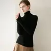 Suéter 100% cachemira pura para mujer, de cuello alto, listo para usar, ajuste slim para otoño e invierno, cuello alto apilado, camiseta base de punto ajustada