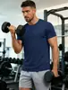 Camiseta de verano para hombre de manga corta, color liso, cuello redondo, casual, secado rápido, estilo americano, versátil, a la moda, transfronteriza, de moda, en stock