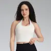 Conjunto de top sin mangas halter de tela cepillada transfronteriza y pantalones de pierna ancha para yoga para mujer, conjunto de ropa deportiva de alta gama para correr y fitness