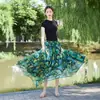 26 Nova Saia Estampada Estilo Boho Resort Europeu e Americano Primavera/Verão com Barra Larga para Mulheres