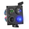 Cargador con Doble USB, Toma de Encendedor de Cigarrillos, Voltímetro, Interruptor, Panel Cuatro en Uno para Barcos, Automóviles, RVs, Carga Rápida, Pantalla Digital
