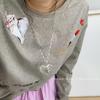 Diseño de Nicho Y2K Collar de Corazón con Lazo Rosa y Perlas Accesorios de Collar de Saturno Sexy de Lujo Accesible