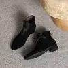 Zapatos Suaves Cómodos para Madres Mujer 2026 Otoño Invierno Moda Punta Fina Tacón Grueso Botines Retro Versátiles Adelgazantes con Peluche Adentro Botines de Tobillo Mujer