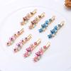 Accesorios para el Cabello Lacados Más Vendidos en Stock: Pinzas para el pelo de aleación para mujer, Pinzas de rana pintadas, Pinzas laterales florales, Adornos para el flequillo con pedrería