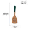 Juego de cuchara pala de madera con mango verde oscuro para ala de pollo Utensilios de cocina antiadherentes para el hogar Cuchara pala de madera de mango largo para saltear Cuchara sopera Juego completo