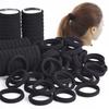 Preta Sem Costura Alta Elasticidade Faixa de Cabelo Corda de Cabelo Elástico de Cabelo Feminino Simples Moda Corda de Cabelo Durável Capa de Couro para Rabo de Cavalo