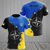 2024 novo comércio exterior para camiseta masculina verão manga curta emblema nacional da Ucrânia bandeira nacional impressão digital 3D moda
