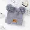 Chapéu de Bebê de 0-3 Anos com Pompom, Gorro de Tricô com Etiqueta, Gorro de Tricô para Bebê, Gorro de Tricô com Pompom para Crianças