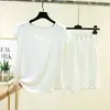 Nuevo Conjunto de Hogar ECO-Seda de Verano para Mujer, Cuello en V Manga Corta Color Sólido Pantalones Cortos Cómodos Conjunto de Dos Piezas, Se Puede Usar Afuera