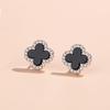 Pendientes de trébol de cuatro hojas de ágata de versión coreana para mujer, pendientes de red rojos sencillos, pendientes de temperamento a la moda que combinan con todo, pendientes de plata de ley al por mayor