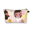 Nueva Bolsa de Maquillaje Monchichi de un Solo Lado para Niñas, Bolso de Mano Portátil de Gran Capacidad, Linda Bolsa de Almacenamiento de Escritorio al por Mayor