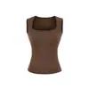 Top sin mangas de cuello cuadrado sexy estilo americano para chica picante con almohadillas en el pecho para deportes de verano, fitness y running Camiseta sin mangas