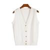 Fio de algodão V-neck sólido cor malha colete feminino laminado outono e inverno Novo solto solto solto mangas camisola cardigan