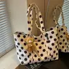 Bolsa de lona de grande capacidade para mulheres, novo estilo 2026, bolsa tote casual com poá, bolsa versátil para o dia a dia, bolsa de mão, bolsa de ombro