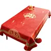 Mantel para mesa de centro de boda, mantel rojo para mesa de comedor de sala de estar, tela decorativa festiva para compromiso y recién casados, mantel de Año Nuevo que realza el ambiente