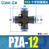 Conector Rápido Cruzado Quatro Vias Pza8 6 4 10 12mm Tubo de Ar Componentes Pneumáticos Acessórios para Bomba de Ar Multi-vias