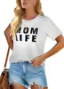 Vida de mãe top estilo europeu e americano top com letras estampa de mãe camiseta plus size manga curta verão gola redonda