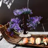 Decoração de Apresentação de Pratos de Restaurante de Hotel com Flores e Plantas, Decoração de Bandeja de Sashimi e Frutos do Mar, Guarnição de Sushi Japonês, Enfeites Criativos