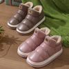Pantuflas de Algodón de Caña Alta para Mujer Invierno Zapatos de Algodón Gruesos con Forro Polar Zapatos de Algodón Impermeables Antideslizantes de Cuero para Hombre Zapatos para Casa Tacón de Bolsa para Exterior