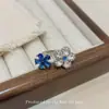 Anillo Plateado con Flor Doble Exquisita Brillante Color Azul Glaciar, Completamente Incrustado con Diamantes, Nuevo 2025, Muy Vendido, Abierto y Ajustable, Anillo de Lujo Ligero de Gama Alta