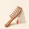 Pente de Madeira de Sândalo com Dentes Largos para Cachear Mulheres, Pente Massageador para Couro Cabeludo, Pente de Madeira Massageador com Dentes Largos para Uso Doméstico