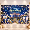 Venda Quente Transfronteiriça Novo Produto Tecido de Fundo para Hanukkah Impressão de Alta Definição Castiçal Decoração de Festa Festiva Série de Tecidos para Pendurar