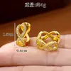 Pendientes de Oro de Arena Vietnamita de Gran Venta, Pendientes Geométricos de Hebilla con Circonita de Moda para Mujer, Diseño Transfronterizo, Joyería Duradera