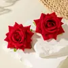 Brincos de Flor Rosa Simulada Transfronteiriços Europeus e Americanos, Brincos de Flor Dopamina de Poliéster Modernos e Elegantes