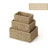 Cesto de ropa sucia de paja al por mayor transfronterizo de Amazon Tume, cesto de almacenamiento, caja de almacenamiento de escritorio para snacks, cesto de almacenamiento de ratán