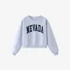 Moletom Feminino com Estampa de Letras, Fino e Caimento Solto, Gola Redonda, Blusa Casual da Moda de Manga Longa para Primavera e Outono