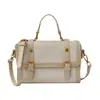 Bolsa Satchel Retrô Casual Quadrada Pequena para Mulheres Outono 2025 Nova Luxo de Alto Padrão Costurada Casual Acessível Bolsa de Ombro Único Transversal