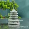 Pabellón de Estilo Antiguo, Puente de la Torre, Paisaje en Miniatura, Agua Corriente, Bonsái, Jardinería, Paisaje de Flores, Decoración Miniatura, Muebles de Arenisca Verde