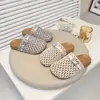 Meias-sandálias fechadas estilo Birkenstock para meninas, Novas sandálias de pescador vazadas trançadas em rede estilo francês de verão, Chinelos da moda estilo coreano
