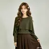2026 Nuevo Chal de Punto Off-Shoulder Estilo Francés de Manga Larga para Mujer, Verano, Caído, Diseño Único, Top Ligero